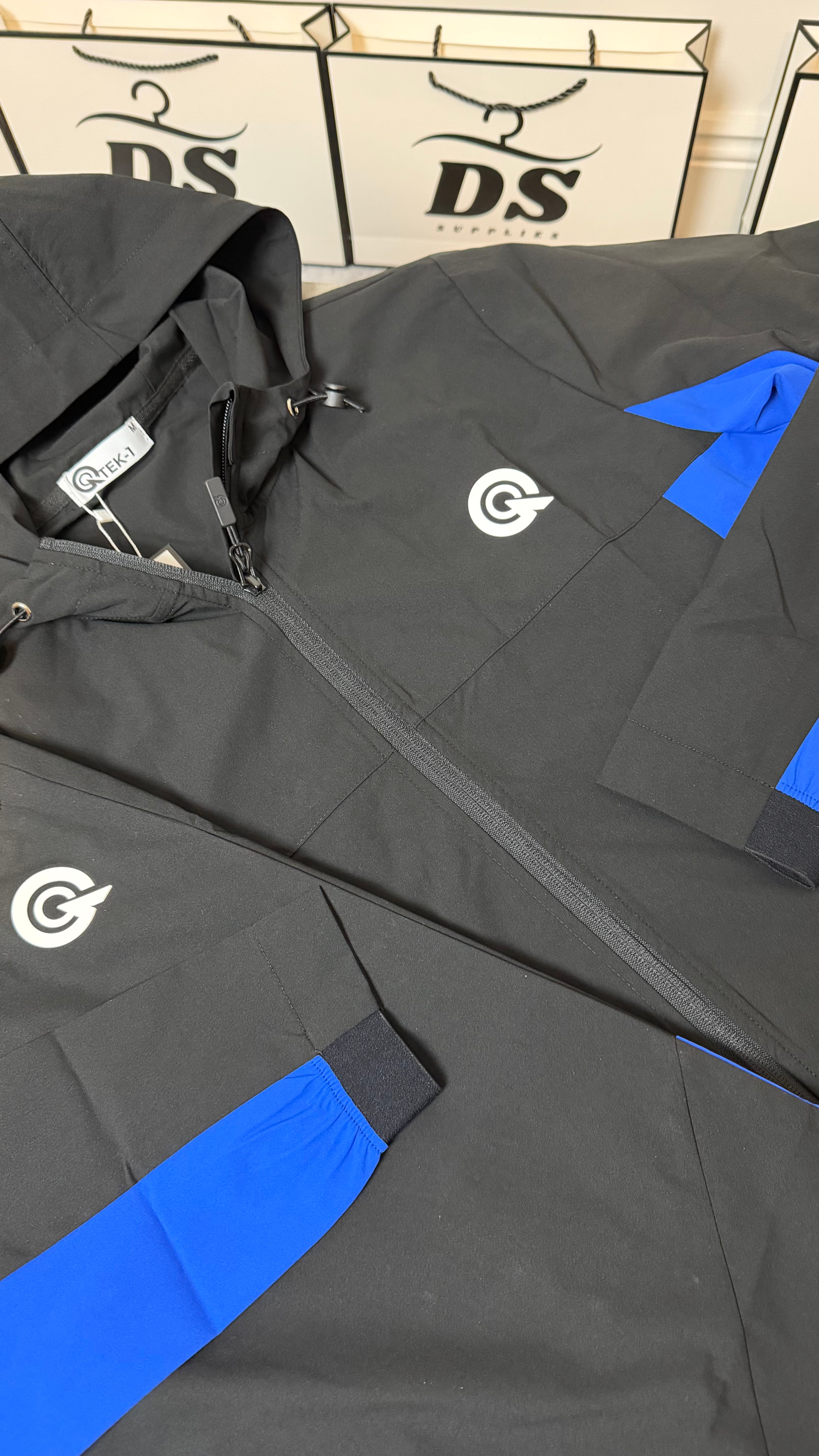 QTEK PULSE TRACKSUIT JACKET/PANTS - BLACK/BLUE