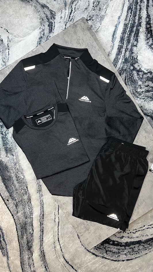 Trailberg Dimension 1/4 Zip 3-Piece Set-Black/Grey