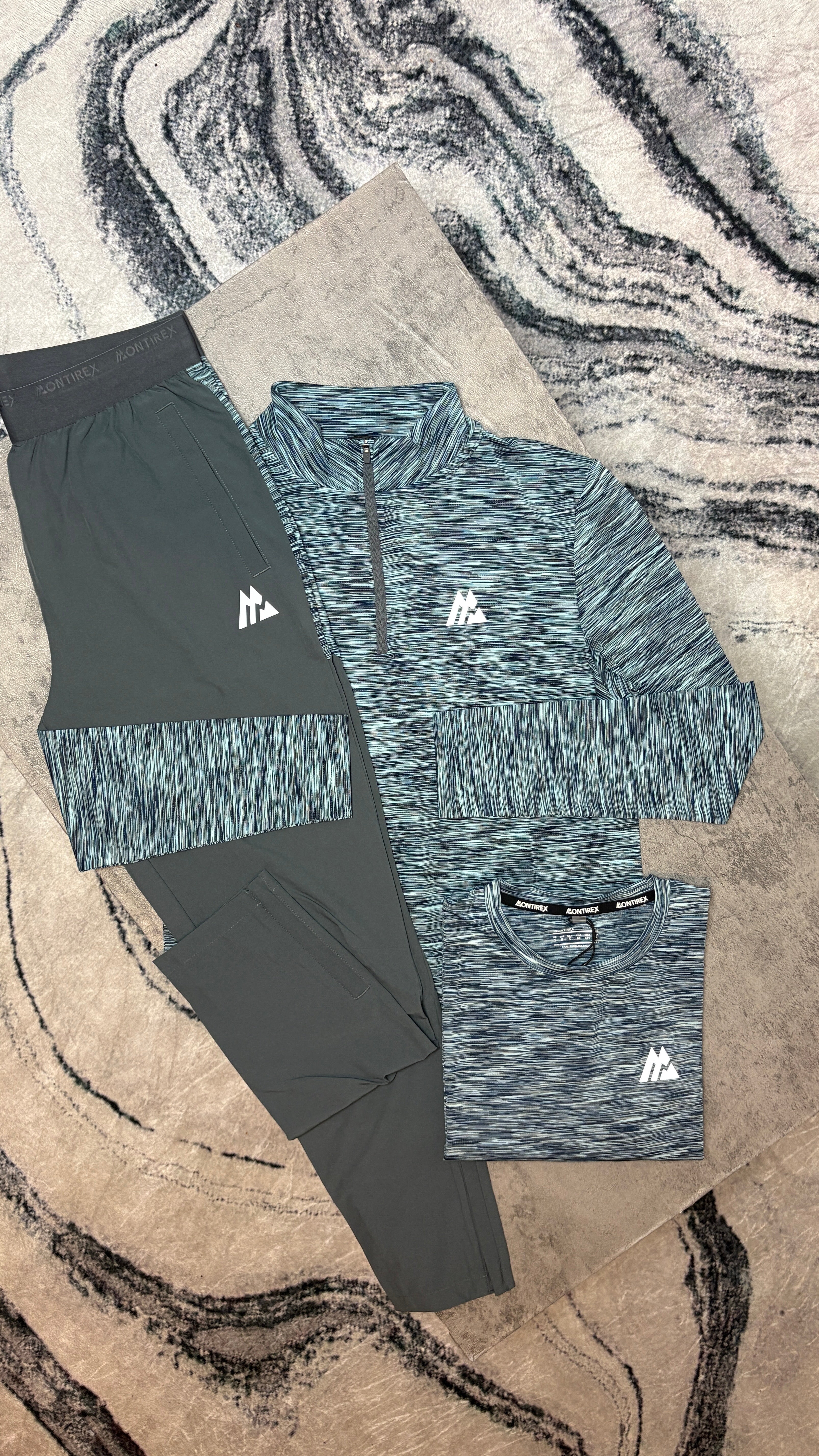 MONTIREX TRAIL TRISET QUATER-ZIP/T-SHIRT/PANTS - GREY/MULTI