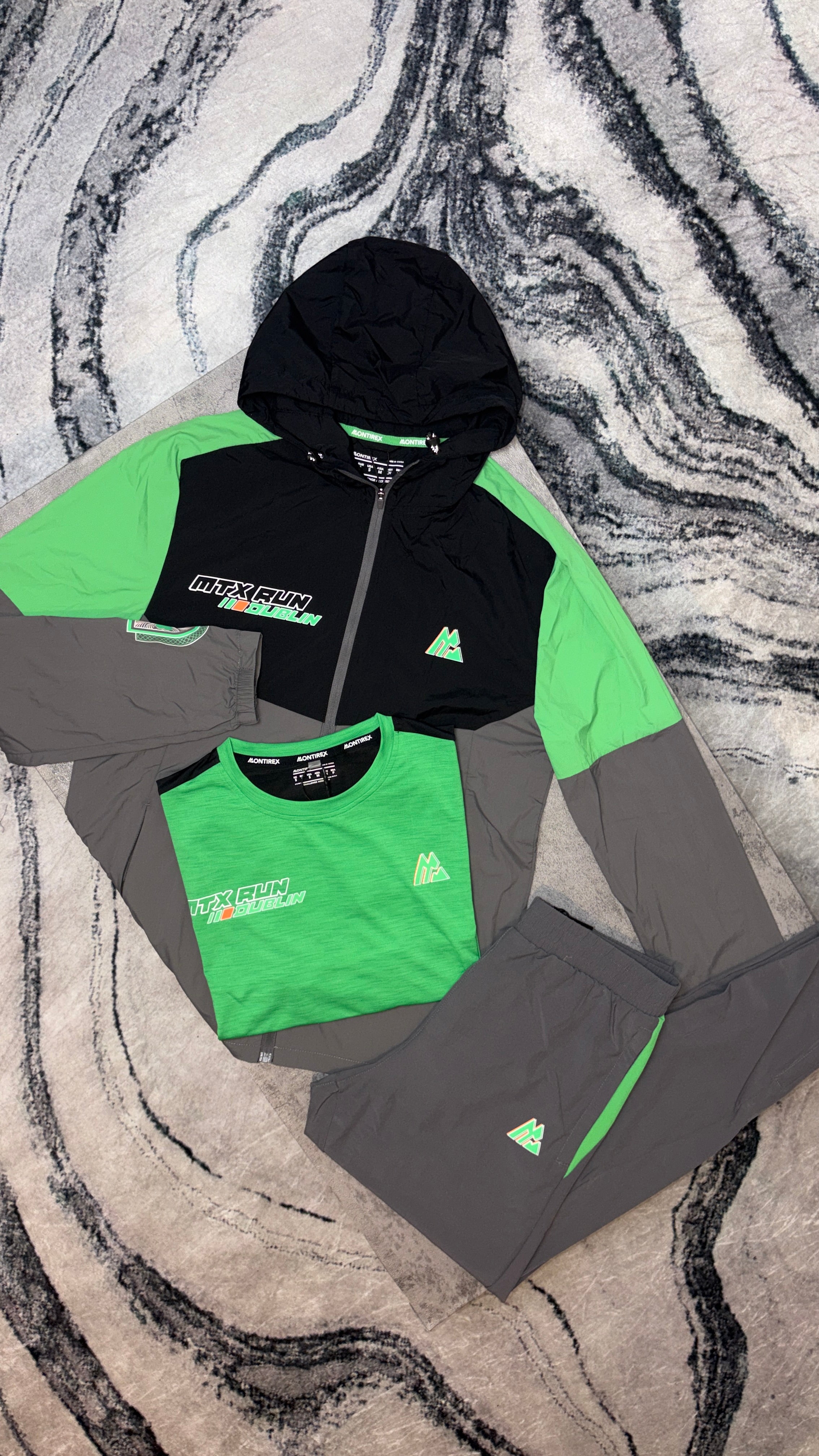 MONTIREX RUN DUBLIN TRISET JACKET/PANT/TSHIRT-GREY/BLACK/GREEN
