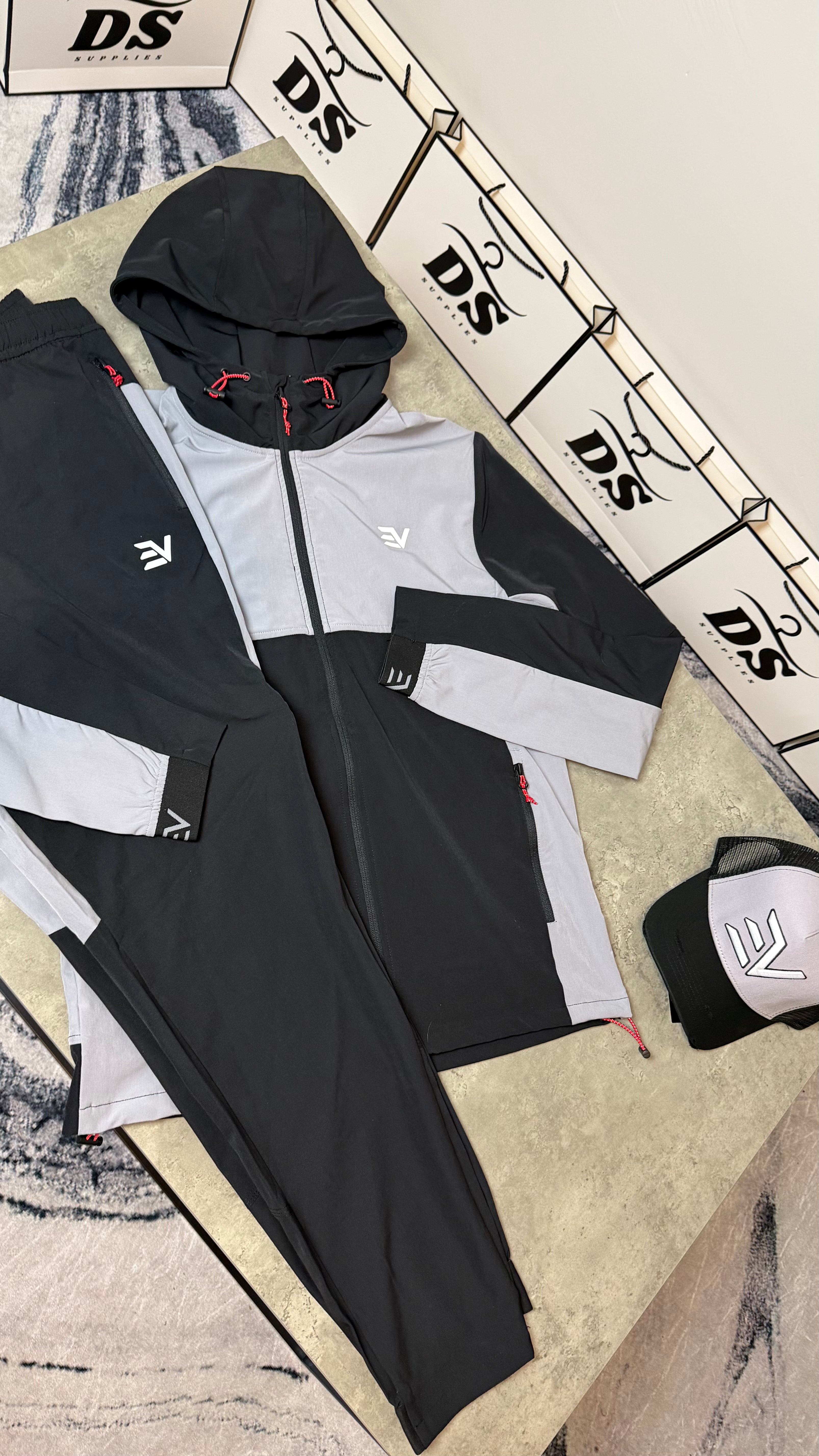 ENVI DYNAMIC TRACKSUIT JACKET/PANT - BLACK/GREY/RED