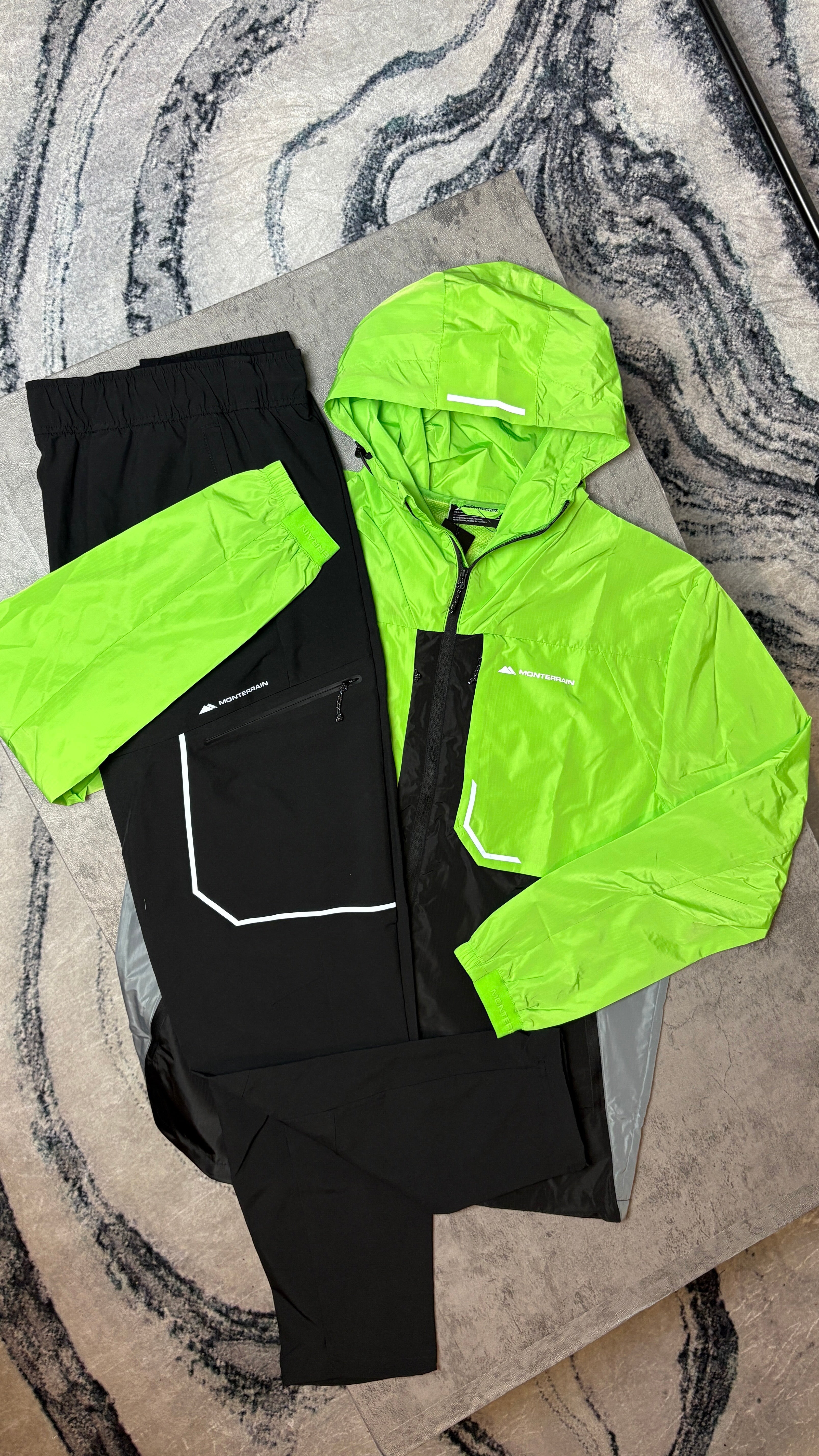 MONTERRAIN CHASE TRACKSUIT JACKET/PANT - BLACK/OG NEON