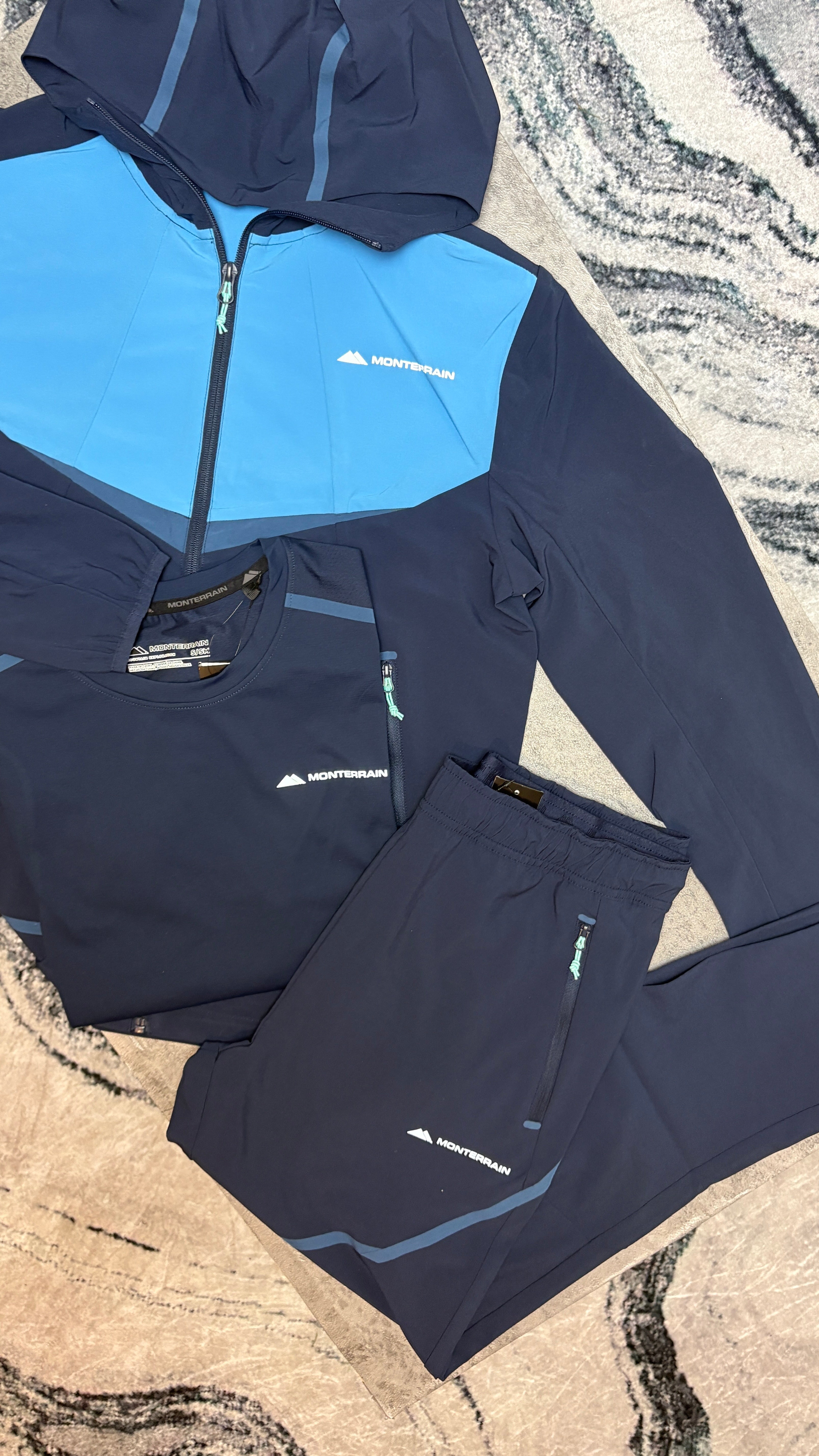 MONTERRAIN DEFENCE TRISET JACKET/PANT/TSHIRT - NAVY/BLUE