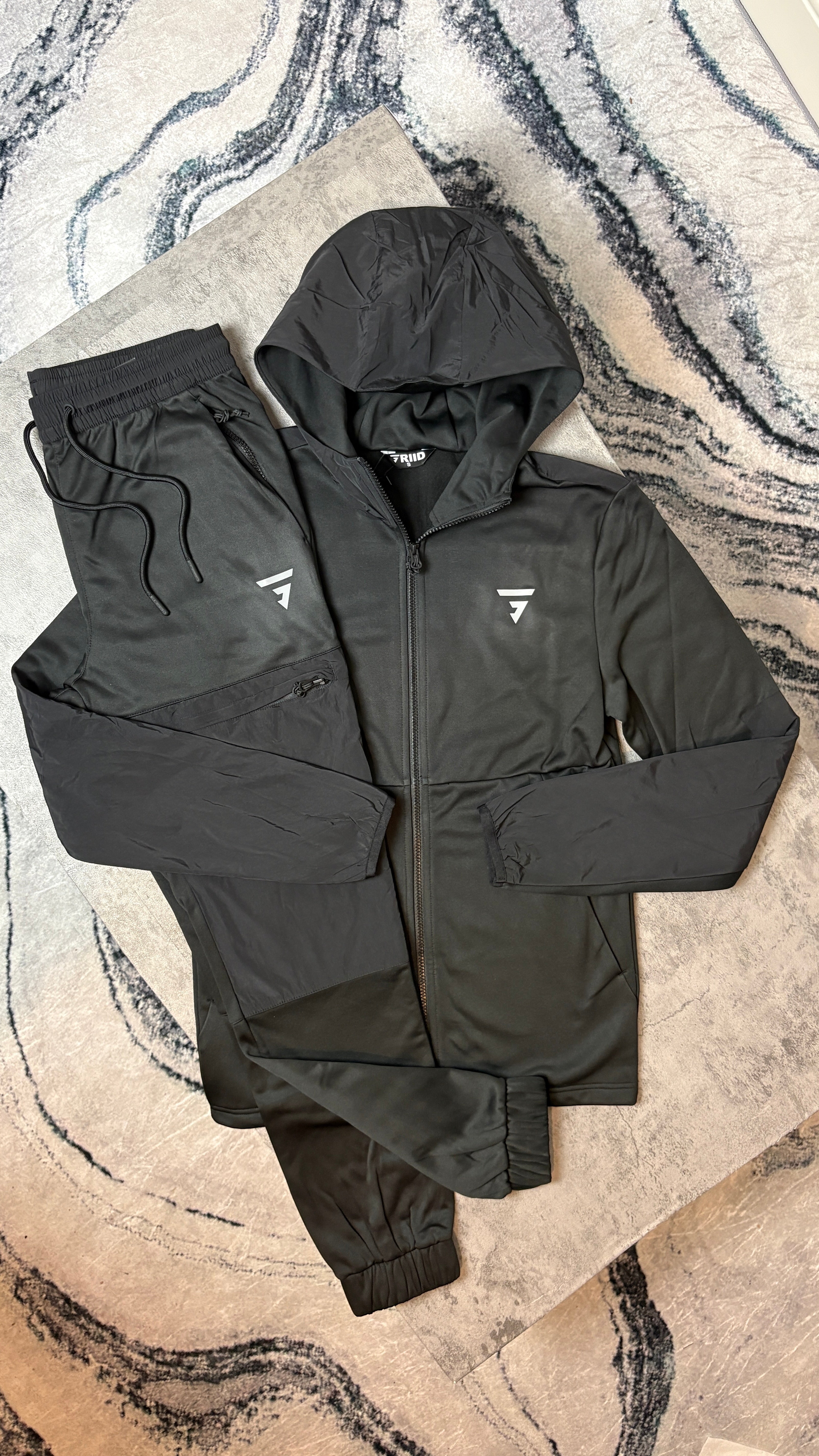 GRIID CUSHY TRACKSUIT HOODIE/PANTS - DOUBLE BLACK