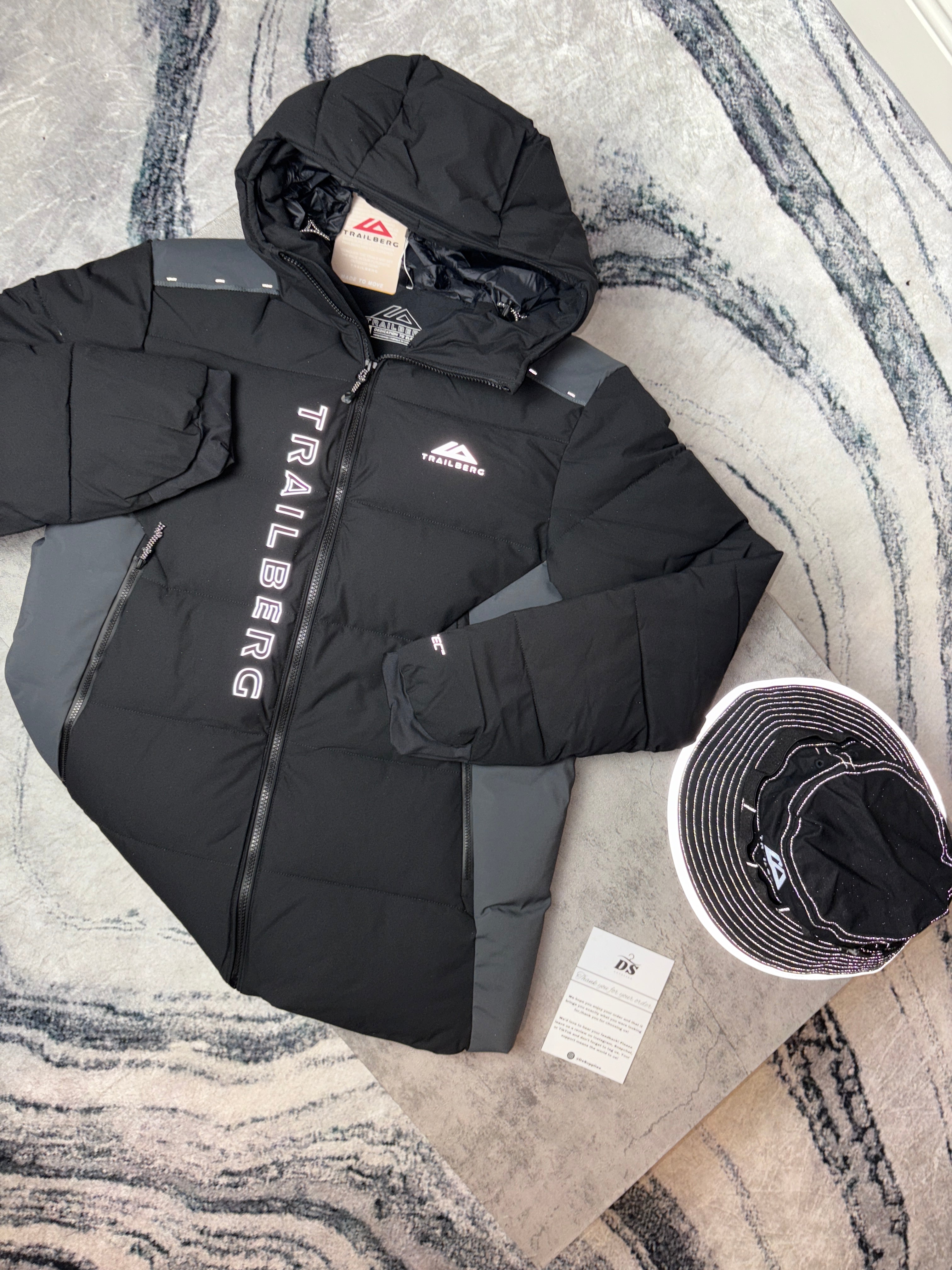 TRAILBERG TRIATHLON INSULATED PUFFER JACKET - BLACK/GREY
