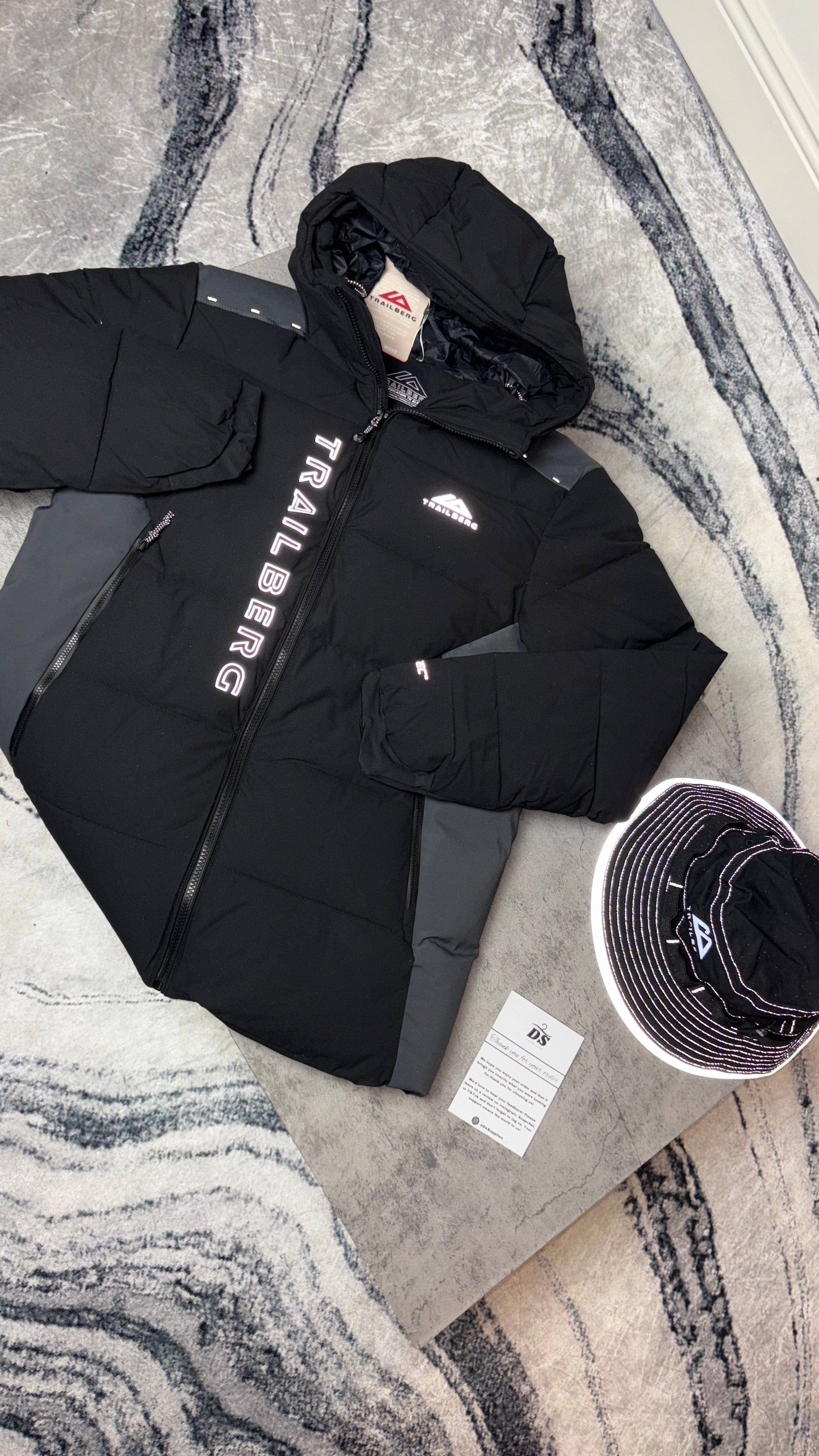 TRAILBERG TRIATHLON INSULATED PUFFER JACKET - BLACK/GREY