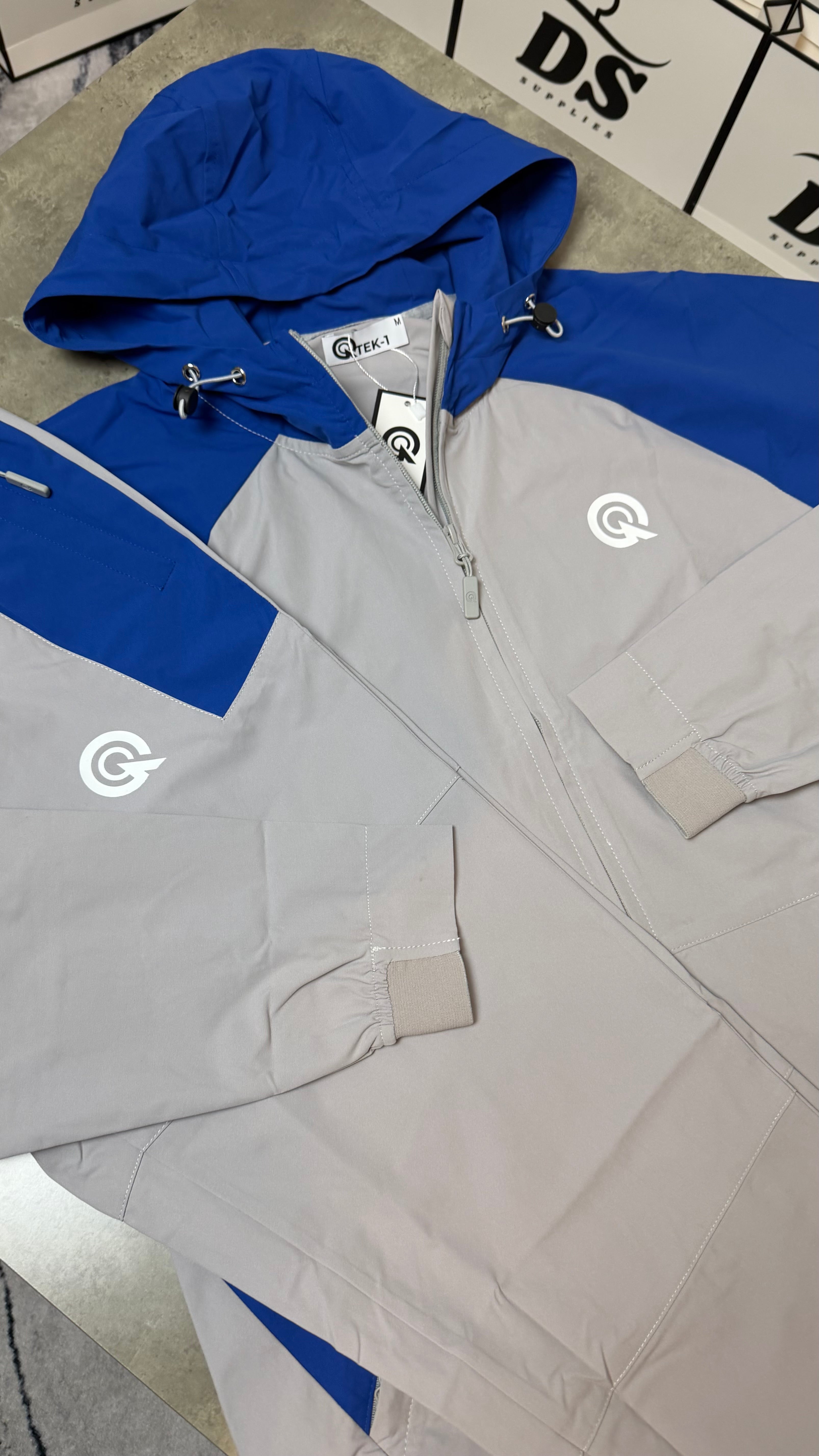 QTEK HYBRID TRACKSUIT JACKET/PANTS - GREY/BLUE