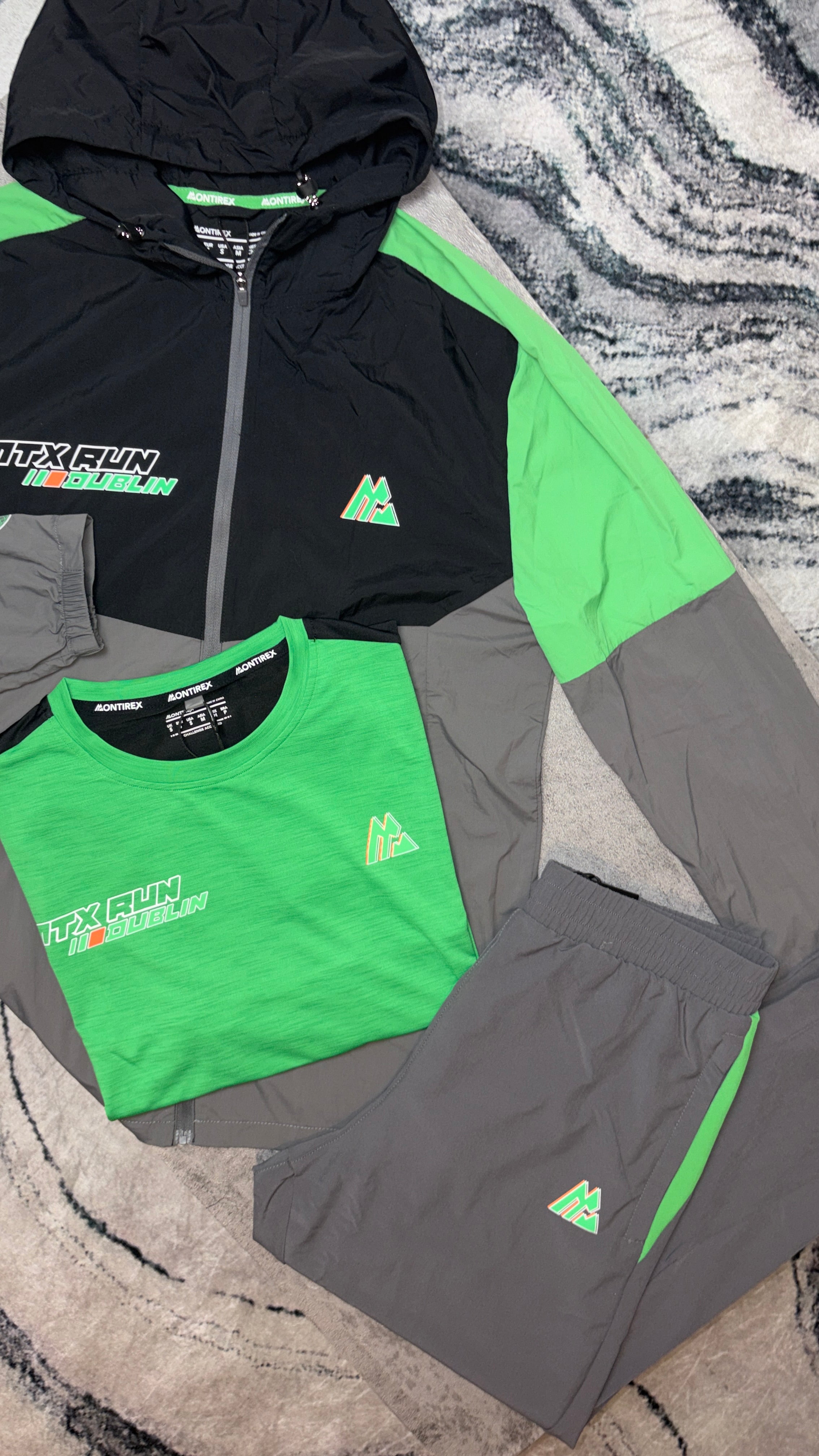 MONTIREX RUN DUBLIN TRISET JACKET/PANT/TSHIRT-GREY/BLACK/GREEN
