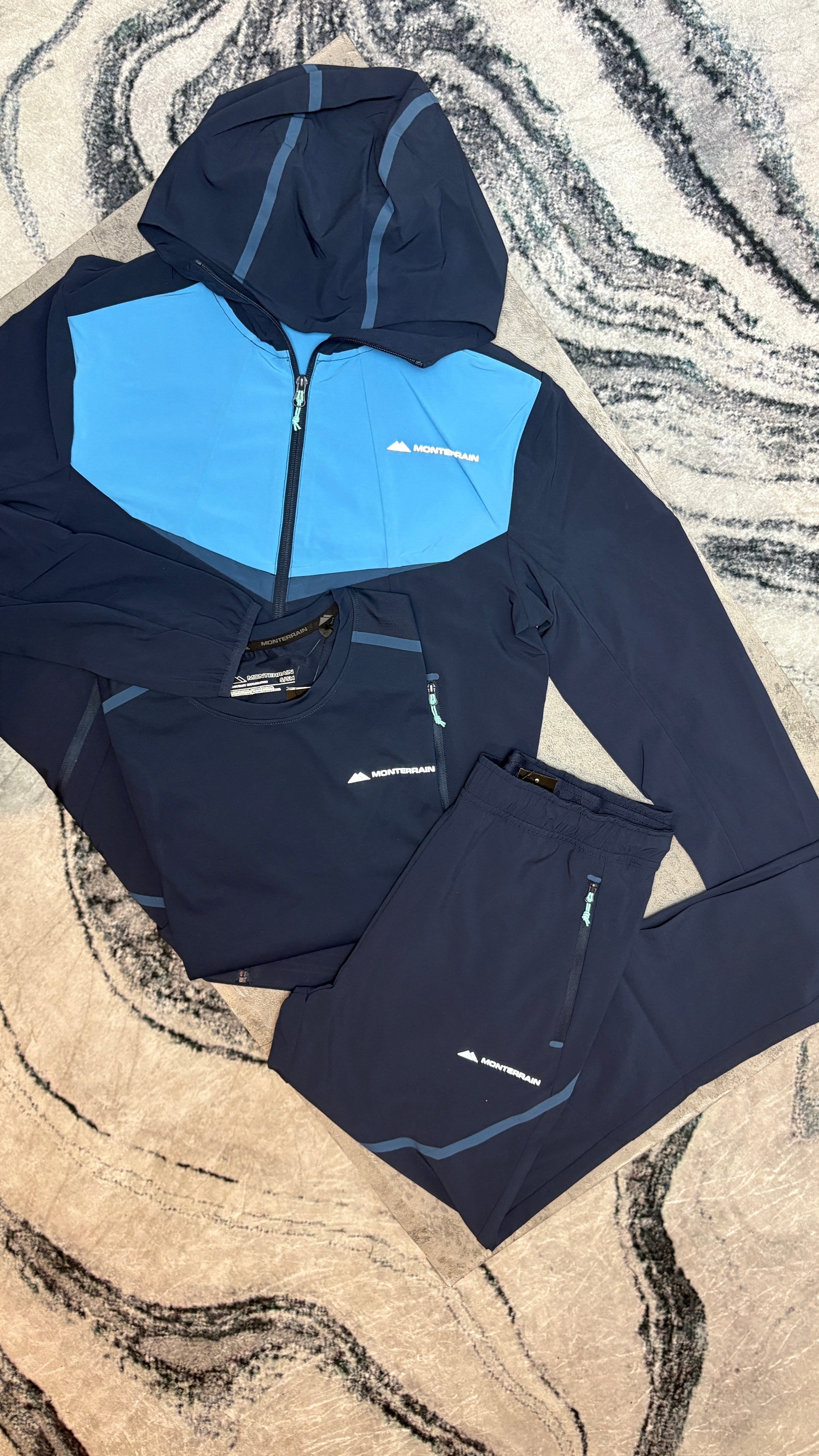MONTERRAIN DEFENCE TRISET JACKET/PANT/TSHIRT - NAVY/BLUE
