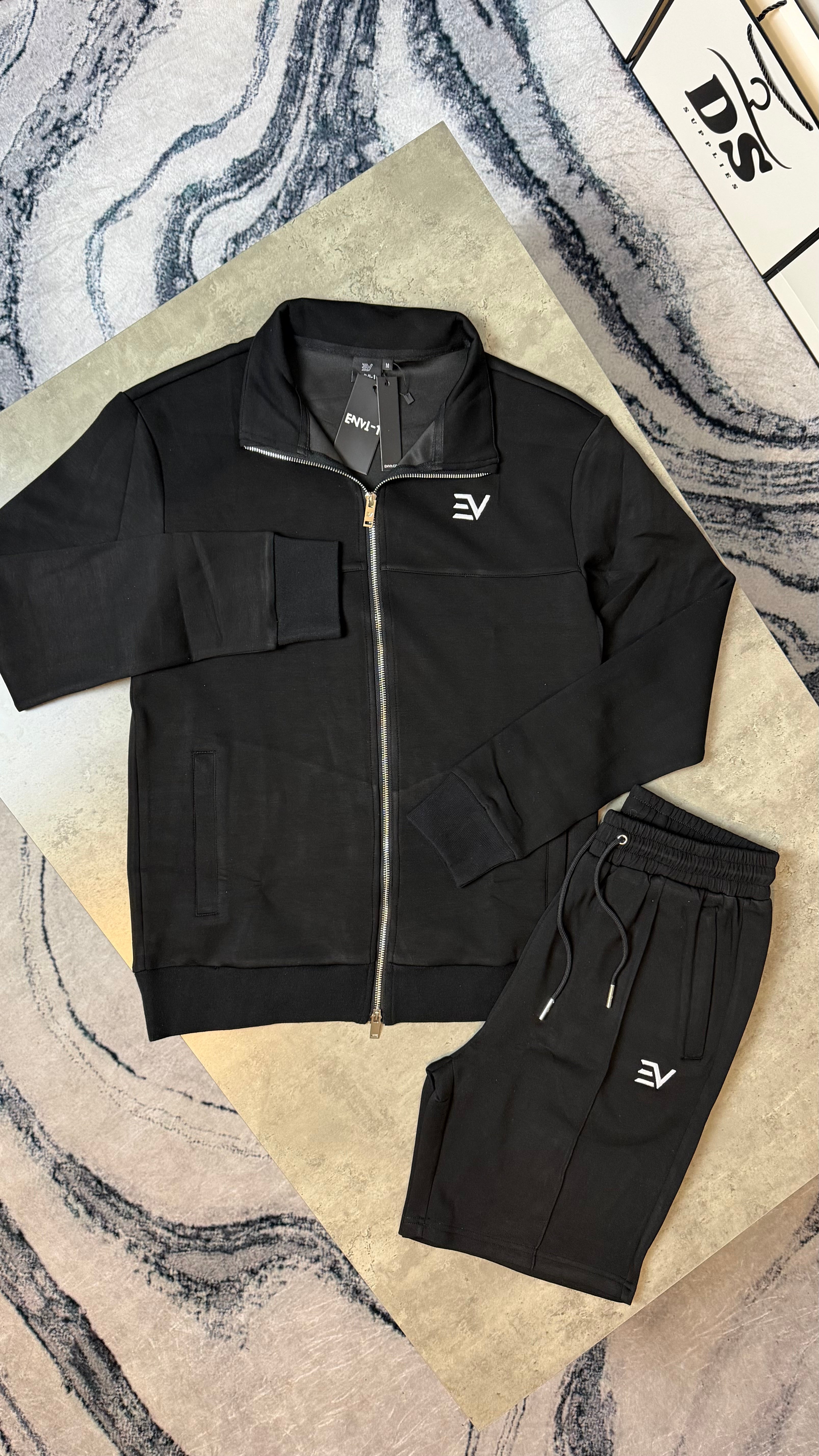 ENVI LUXE COLLAR TWINSET TOP/SHORTS - BLACK