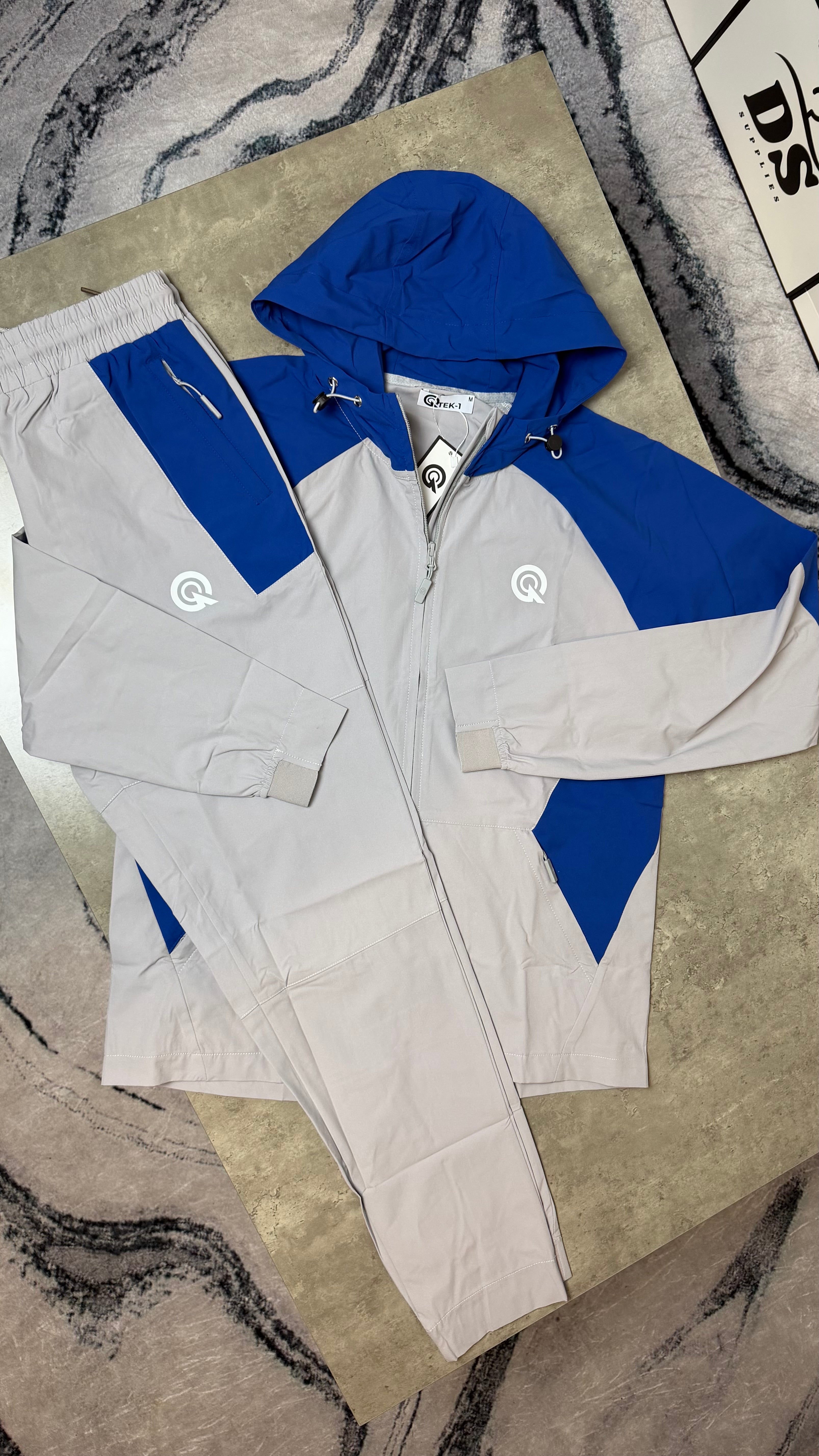 QTEK HYBRID TRACKSUIT JACKET/PANTS - GREY/BLUE