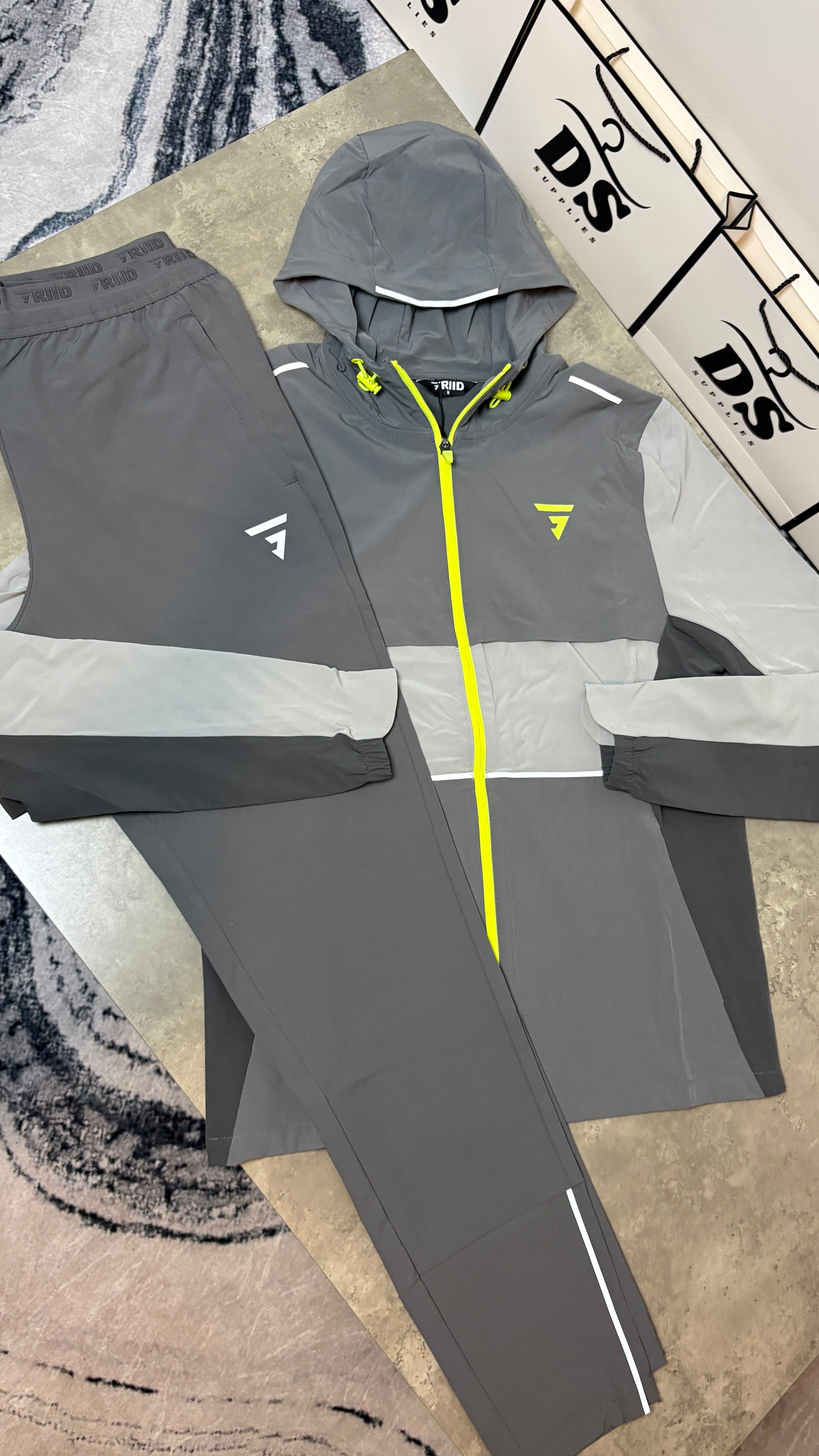 GRIID REFLECT TRACKSUIT JACKET/PANTS - TWO TOME GREY/OG NEON