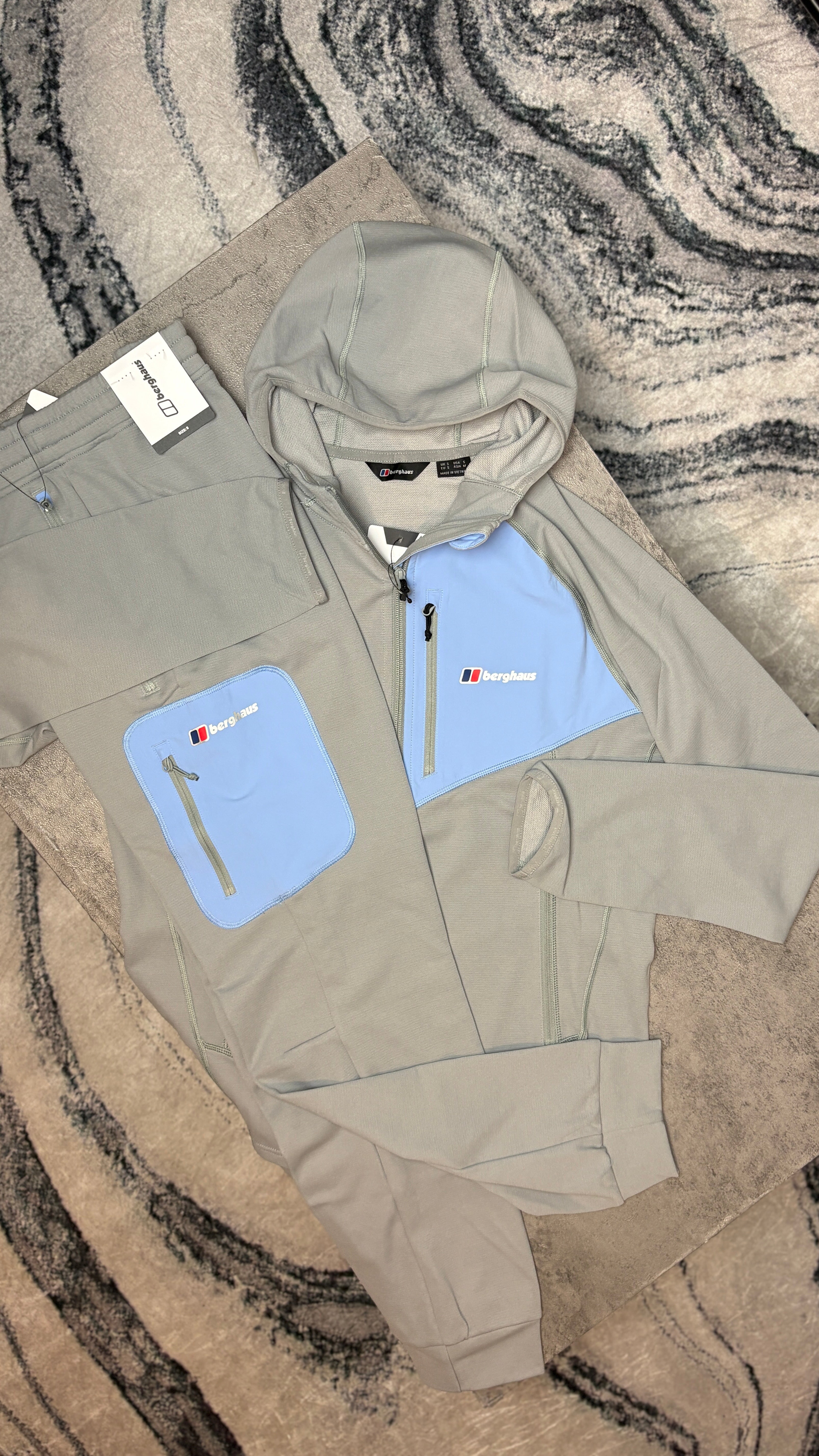 BERGHAUS PAVEY TRACKSUIT JACKET/PANTS - GREY/BABY BLUE