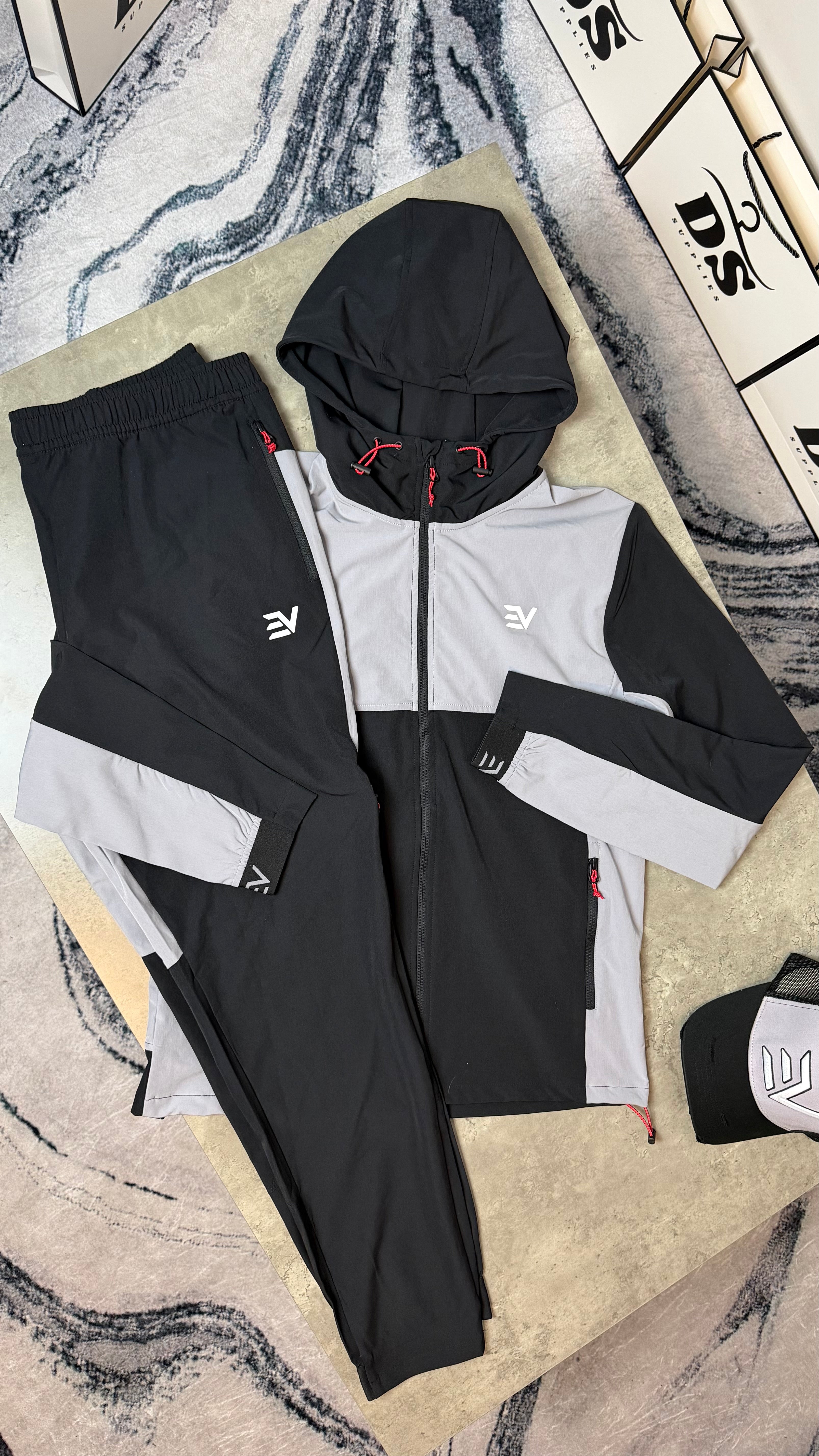 ENVI DYNAMIC TRACKSUIT JACKET/PANT - BLACK/GREY/RED