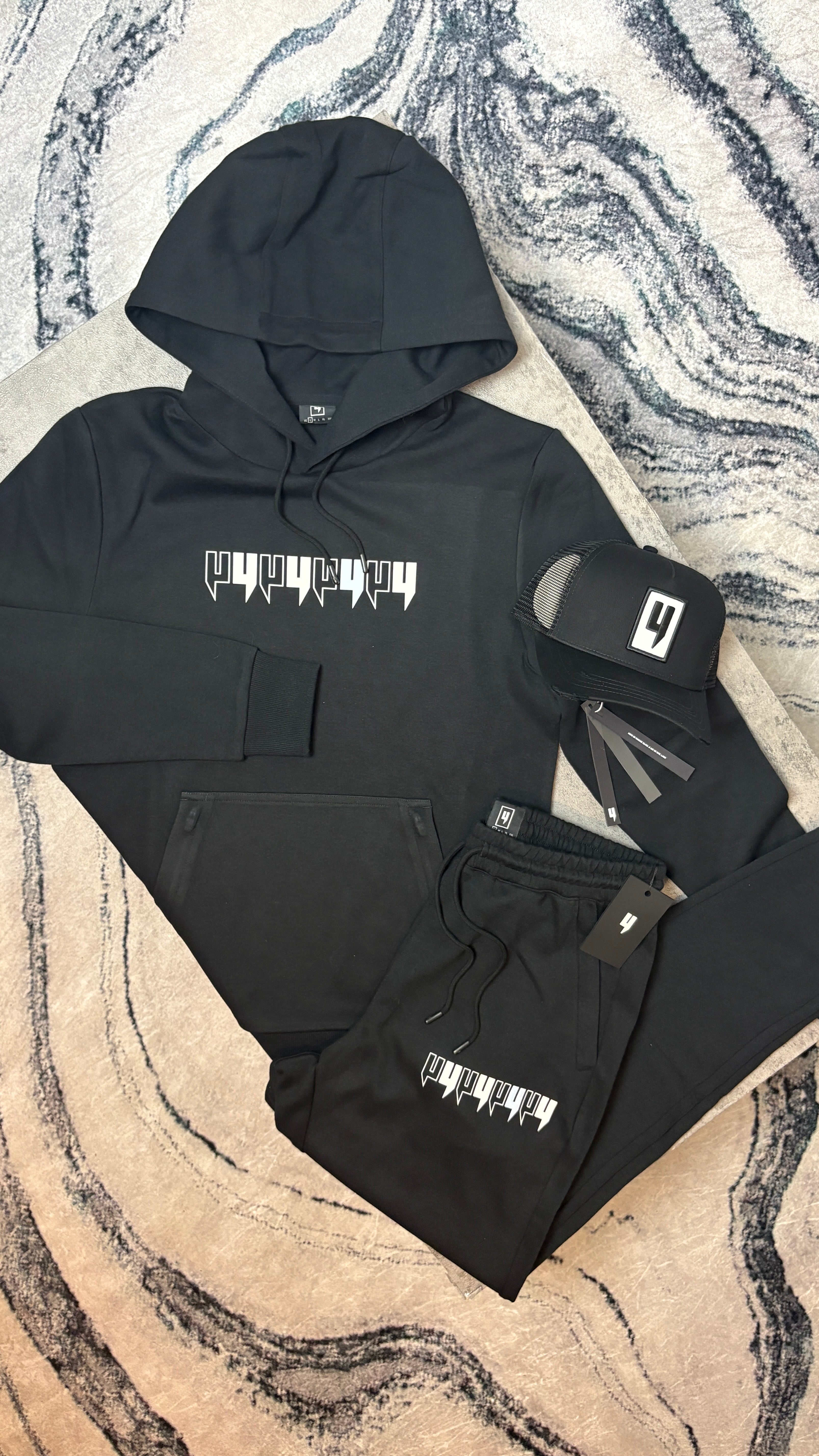 YELIR WORLD TRACKSUIT HOODIE/PANTS - BLACK/WHITE