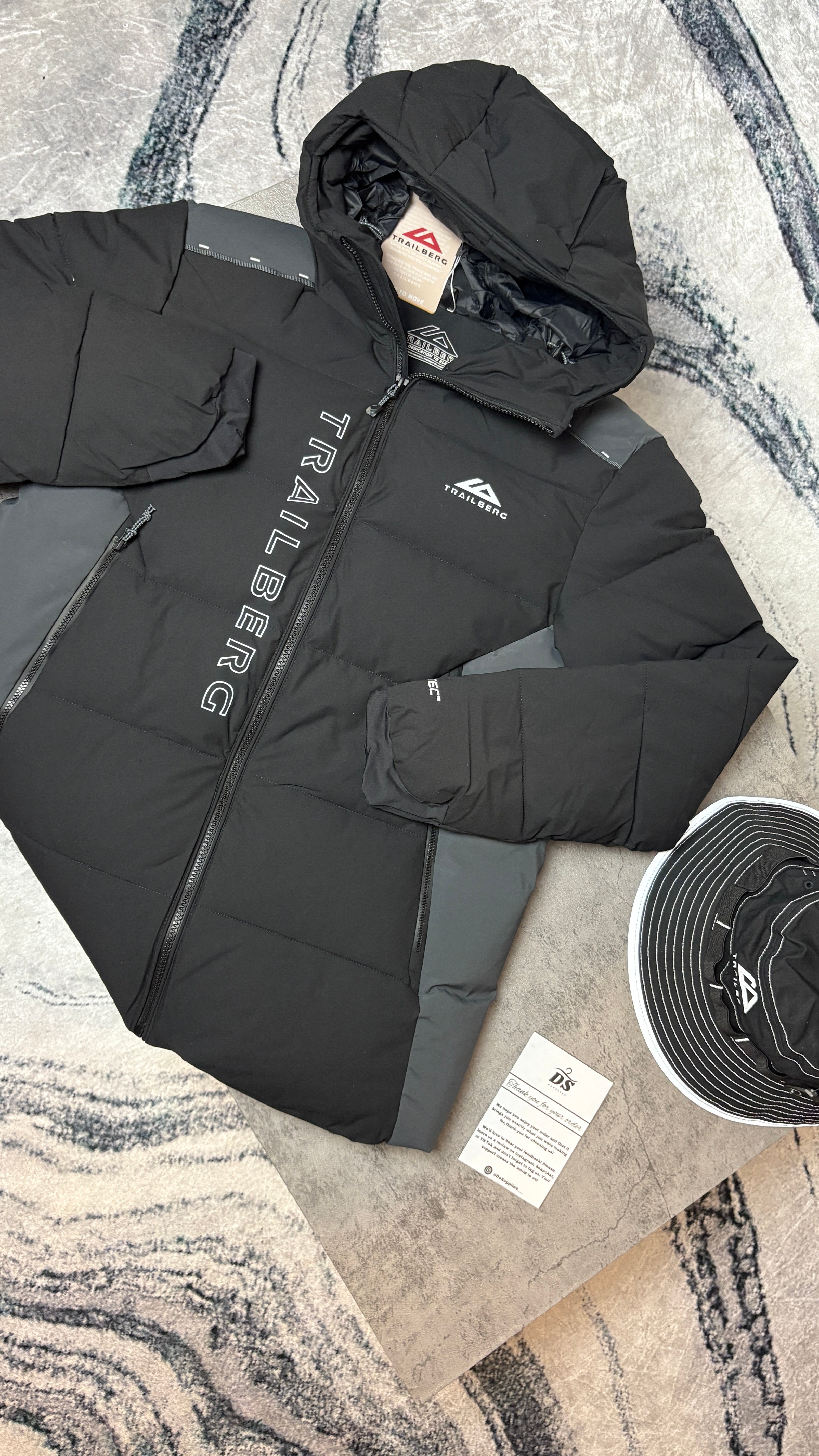 TRAILBERG TRIATHLON INSULATED PUFFER JACKET - BLACK/GREY