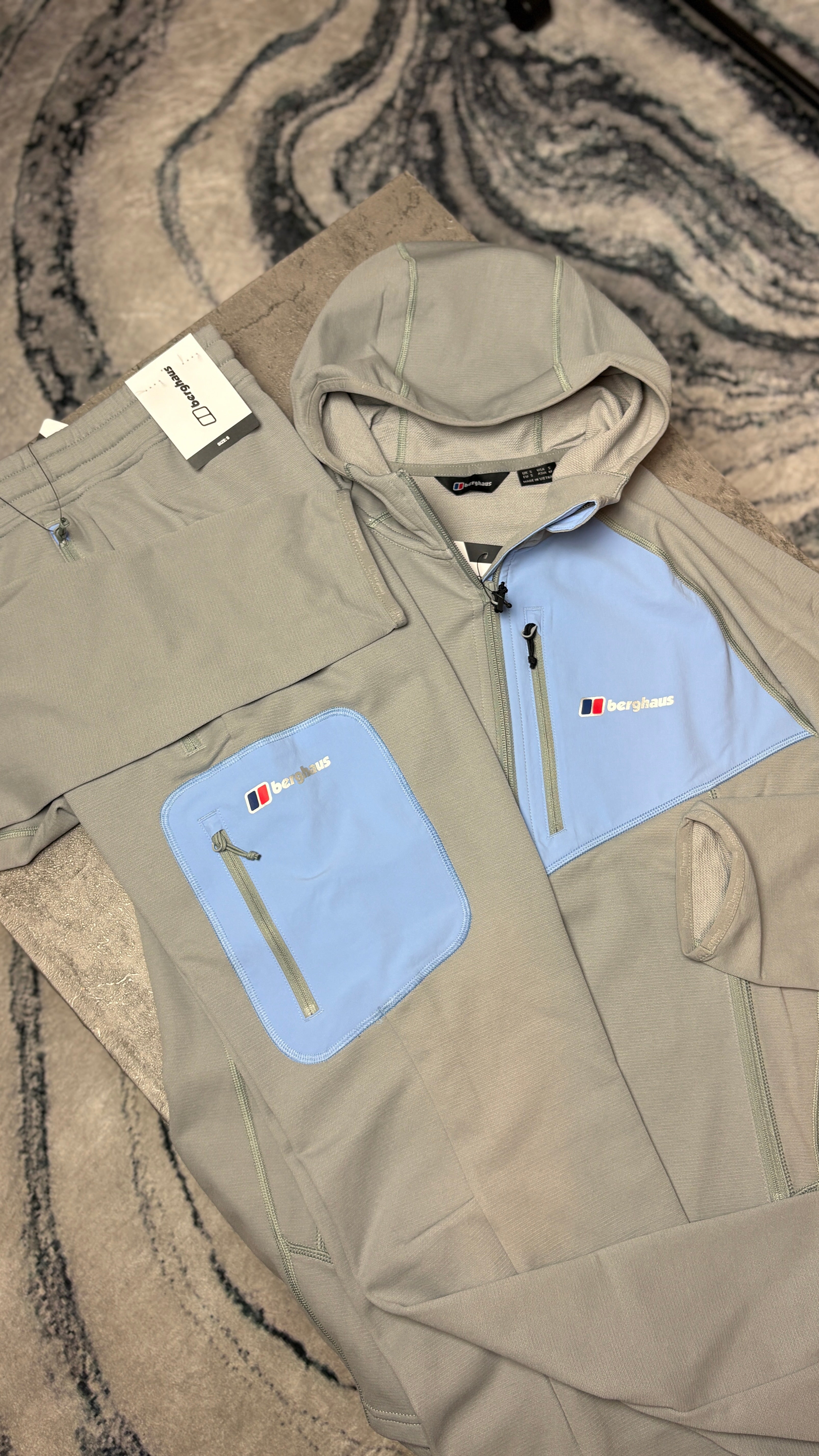 BERGHAUS PAVEY TRACKSUIT JACKET/PANTS - GREY/BABY BLUE
