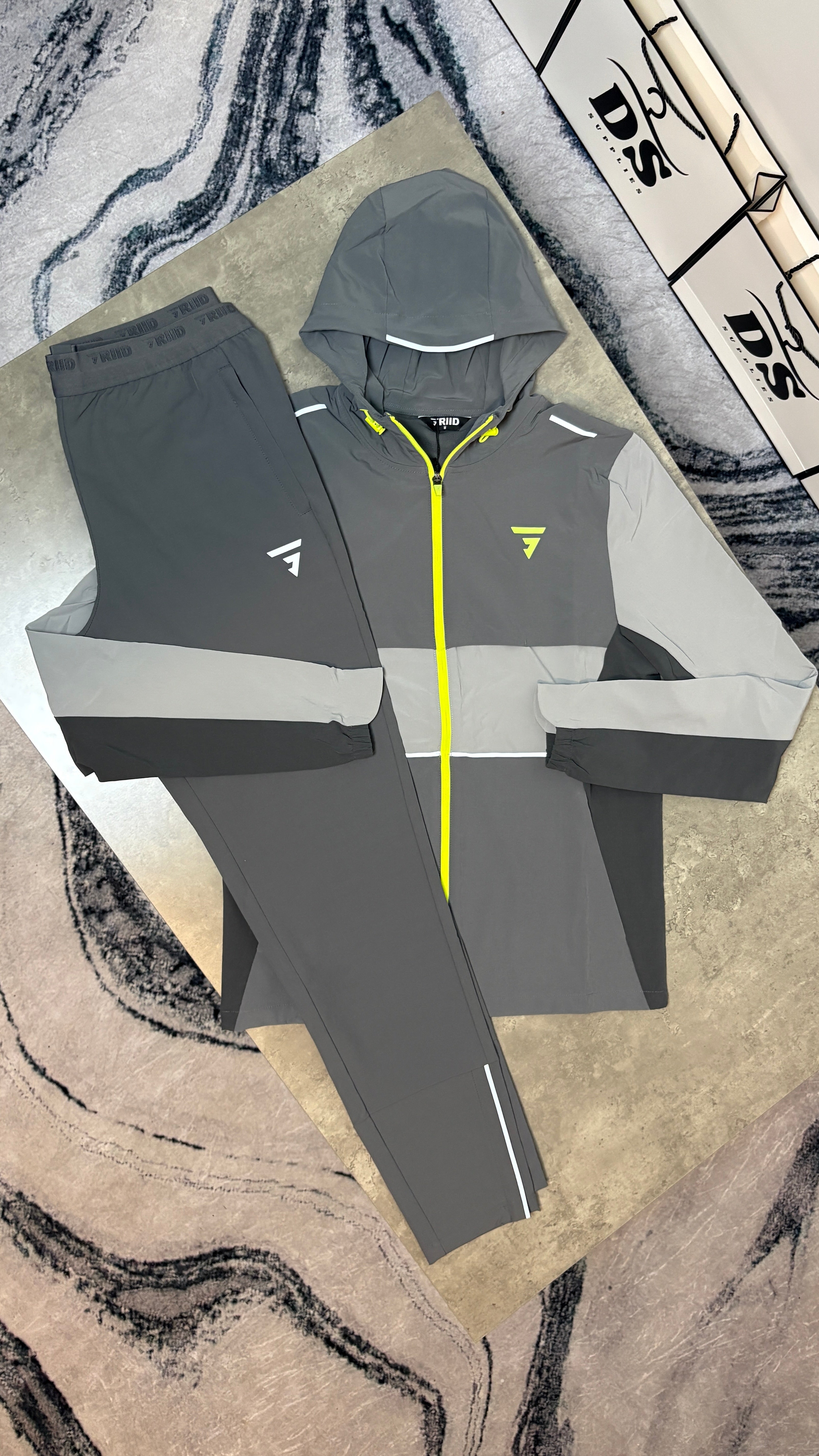 GRIID REFLECT TRACKSUIT JACKET/PANTS - TWO TOME GREY/OG NEON