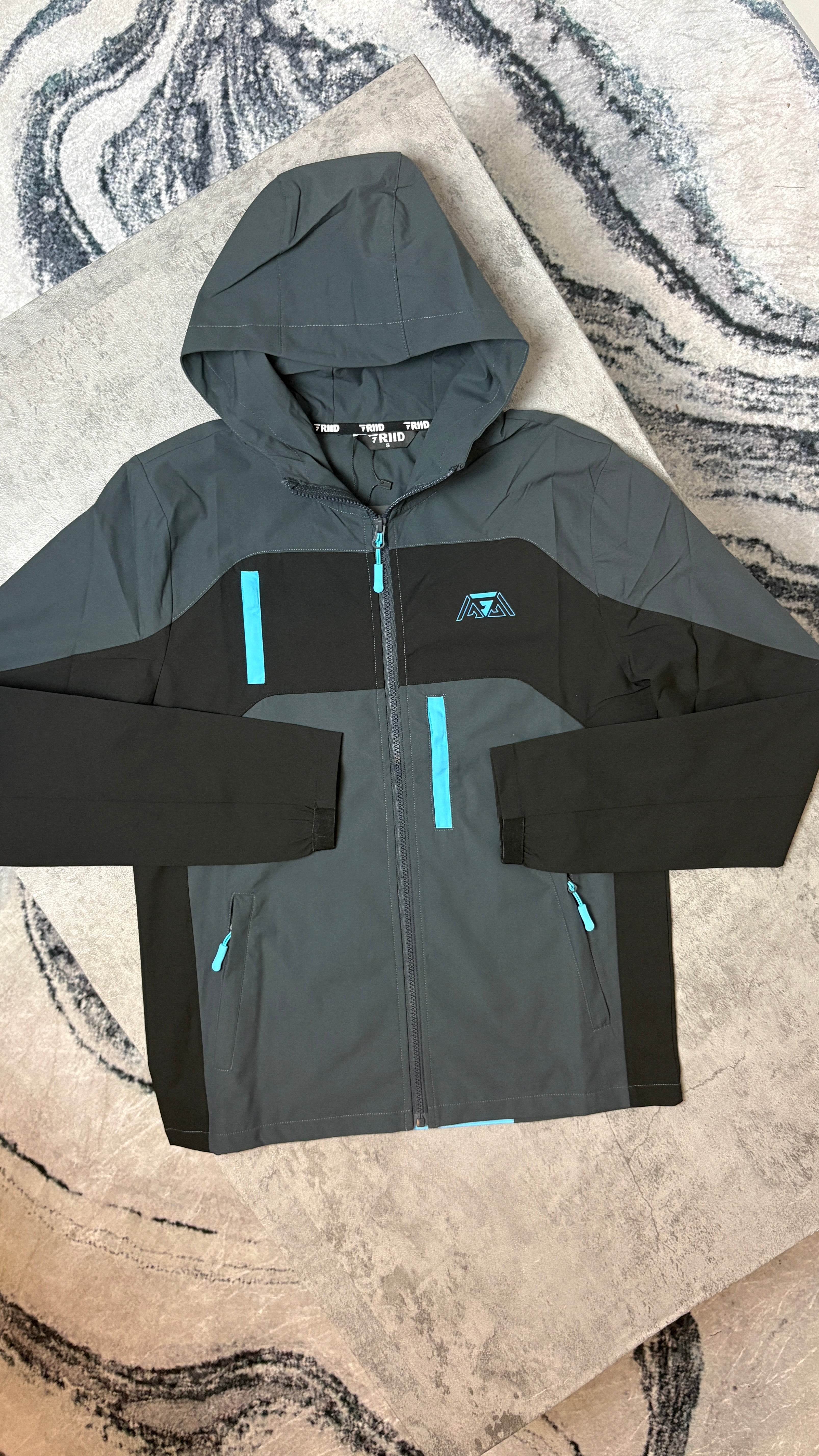 GRIID RIDGE TRACKSUIT JACKET/PANTS - BLACK/GREY/BLUE