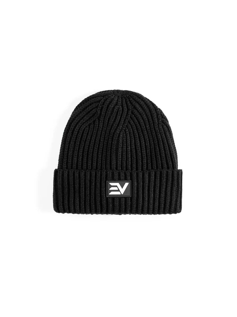 ENVI  RUBBER LOGO WOLLY HAT - BLACK
